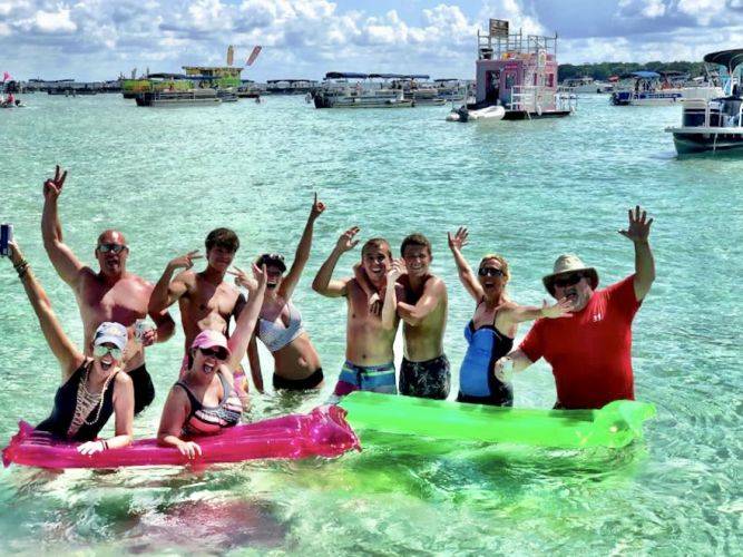 friends and family at Crab Island