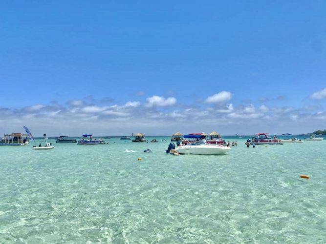 beautiful emerald water at Crab Island