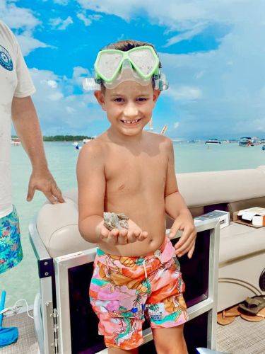 catching a crab at Crab Island