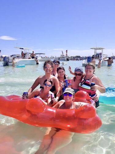 Chilling on a float at Crab Island