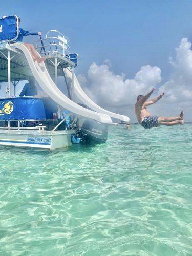 Pontoon with a slide in Destin Florida